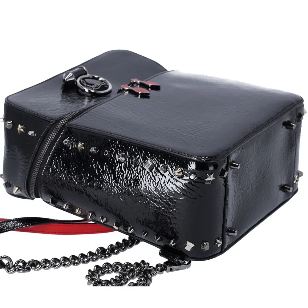 Christian Louboutin Textured Patent Calfskin Rubylou Backpack Black